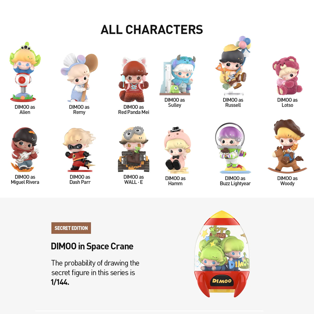 DIMOO WORLD × PIXAR Series Figures Blind Box by POP MART