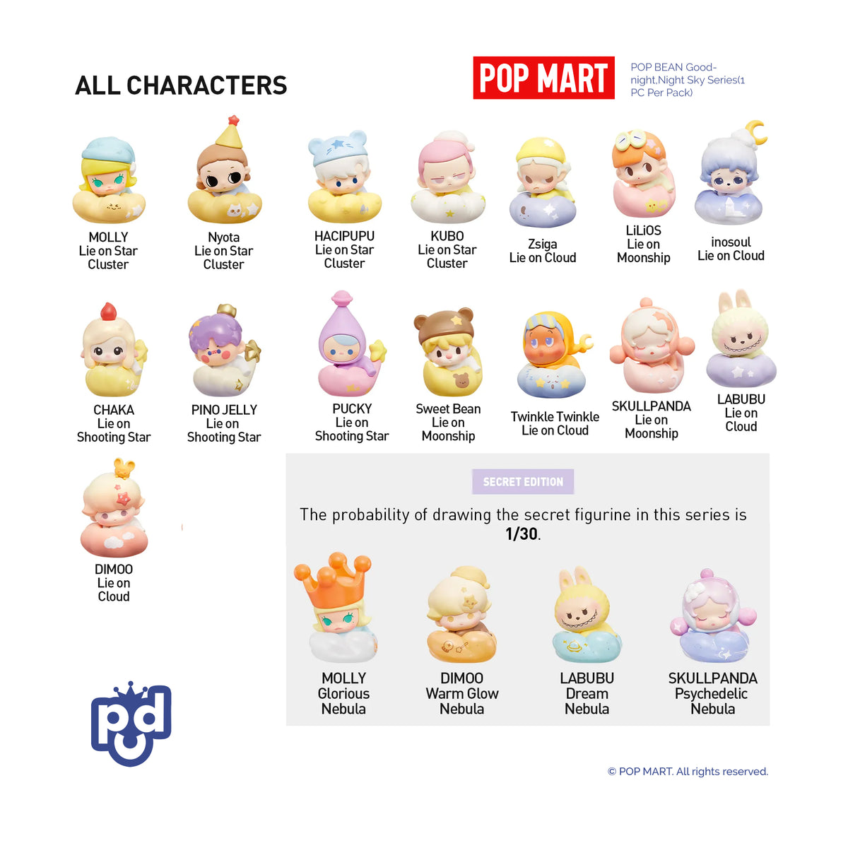 POP BEAN Goodnight,Night Sky Series(1 PC Per Pack)