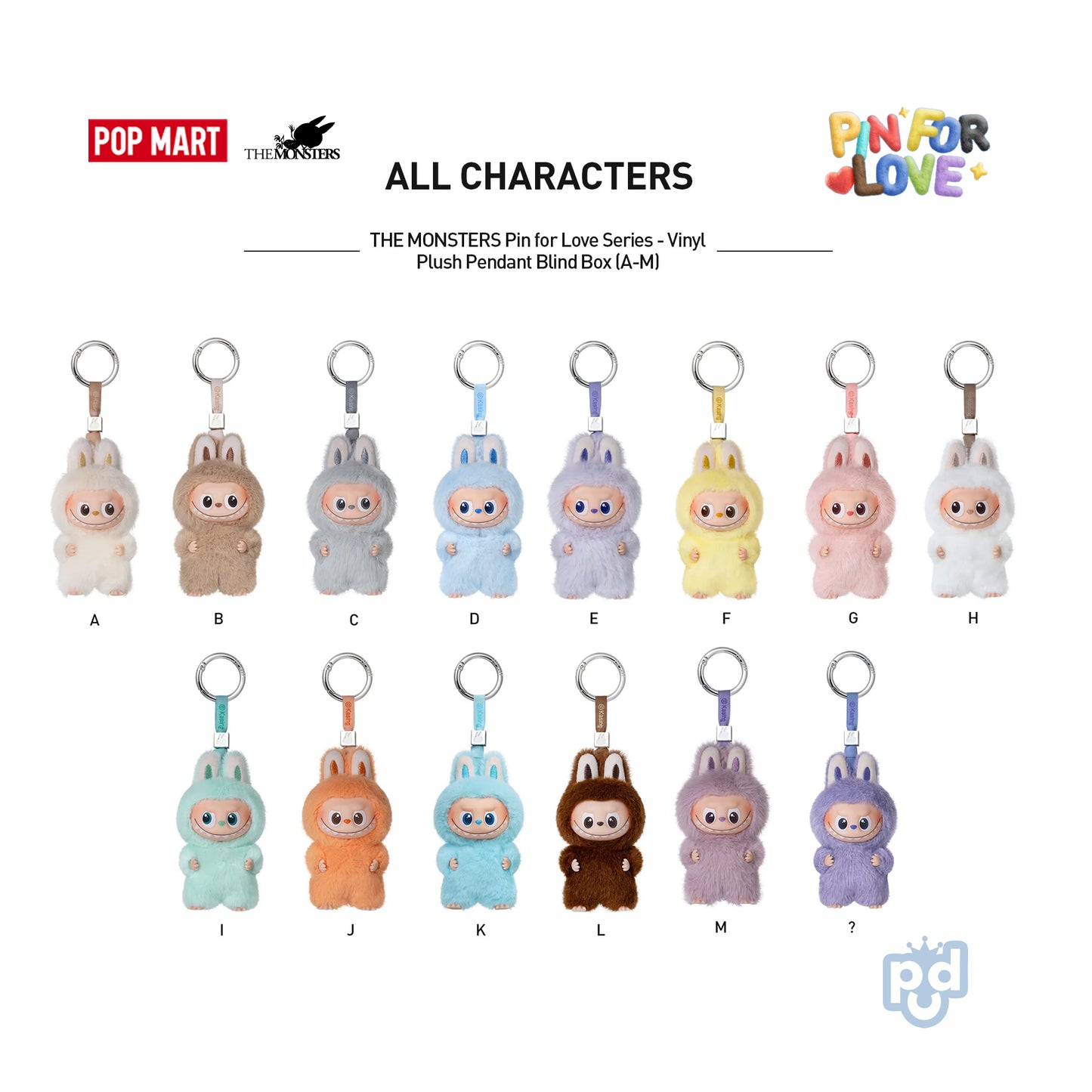 THE MONSTERS Pin for Love Series – Vinyl Plush Pendant Blind Box (A–M)