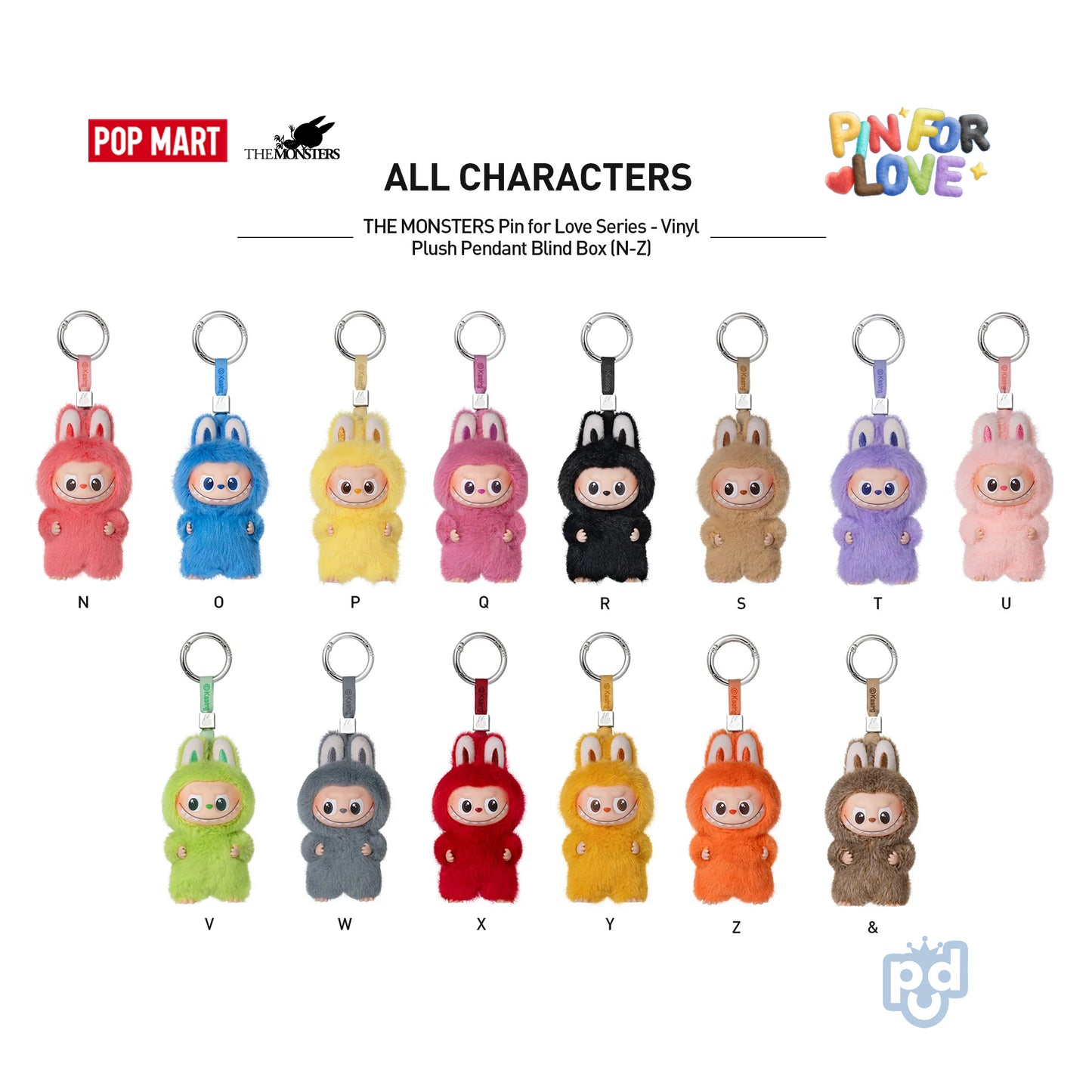 THE MONSTERS Pin for Love Series – Vinyl Plush Pendant Blind Box (N–Z)