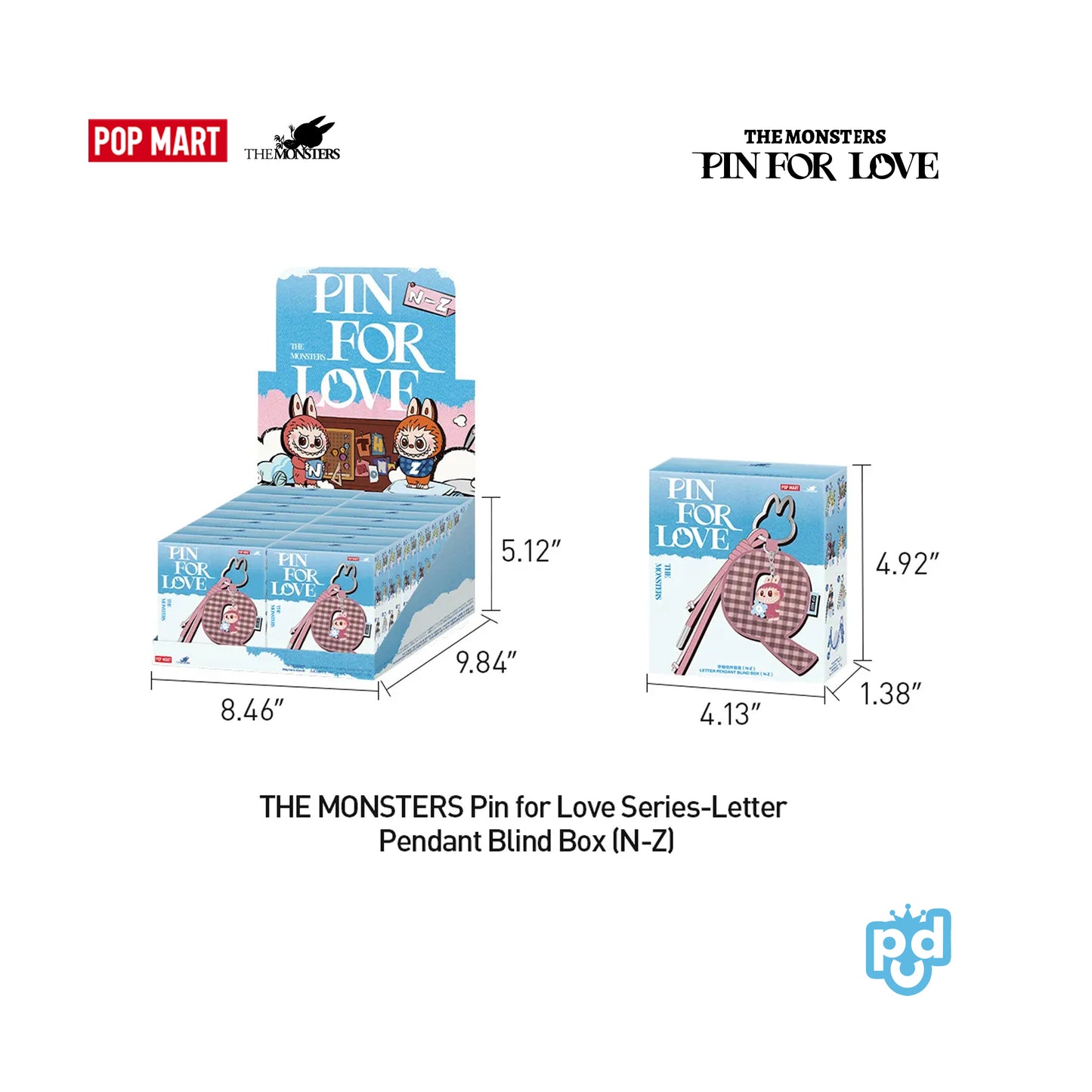 THE MONSTERS Pin for Love Series – Letter Pendant Blind Box (N–Z)