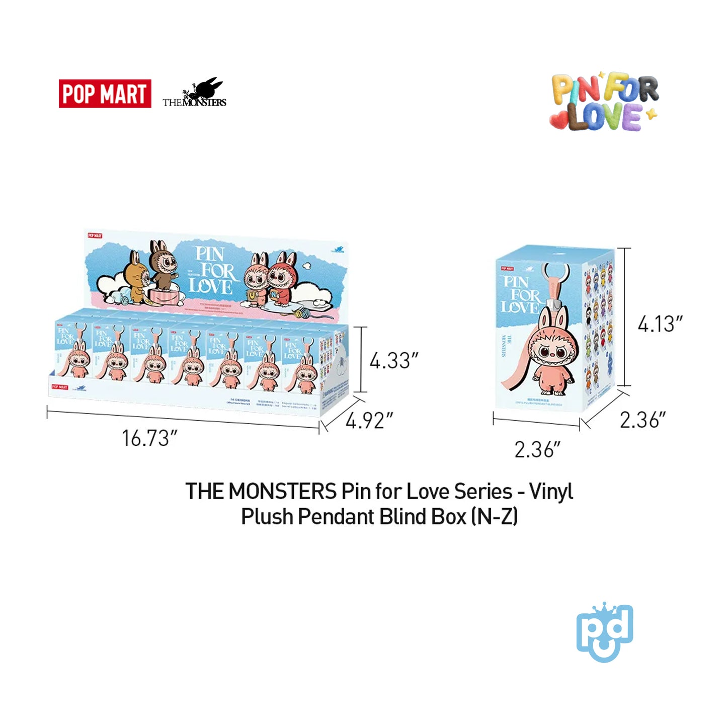 THE MONSTERS Pin for Love Series – Vinyl Plush Pendant Blind Box (N–Z)