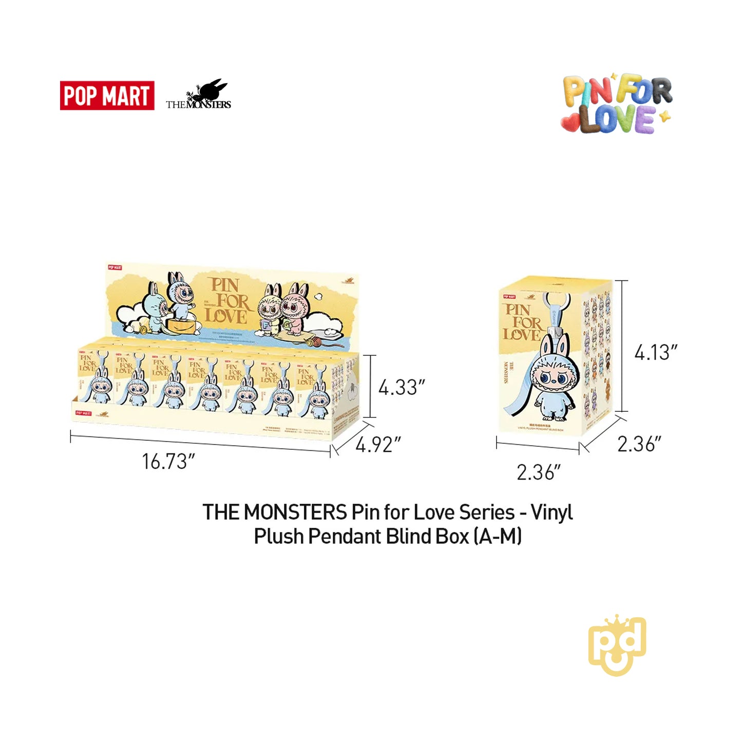 THE MONSTERS Pin for Love Series – Vinyl Plush Pendant Blind Box (A–M)