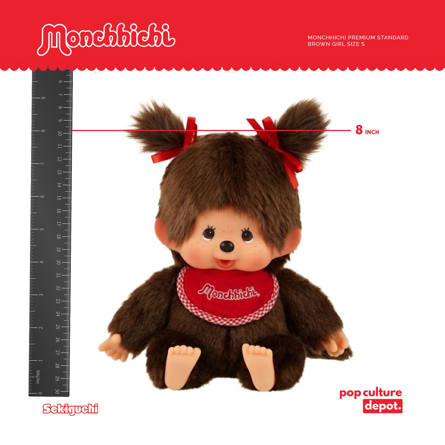 Monchhichi Premium Standard Brown Girl Size S