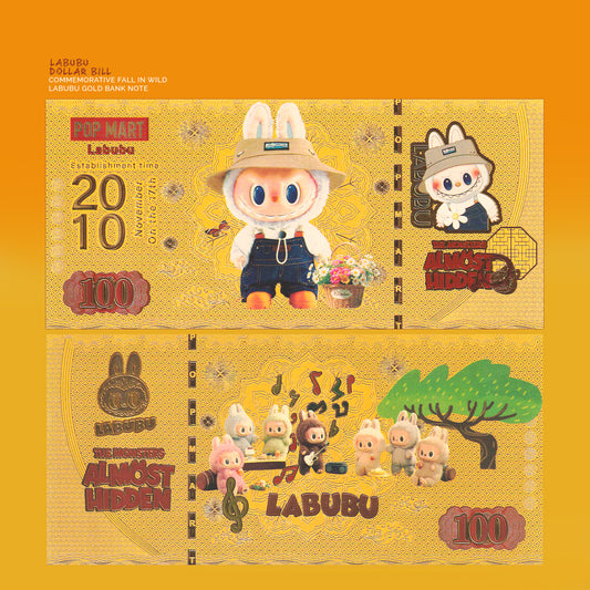Labubu Dollar Bill – Commemorative: Fall in Wild Gold Bank Note