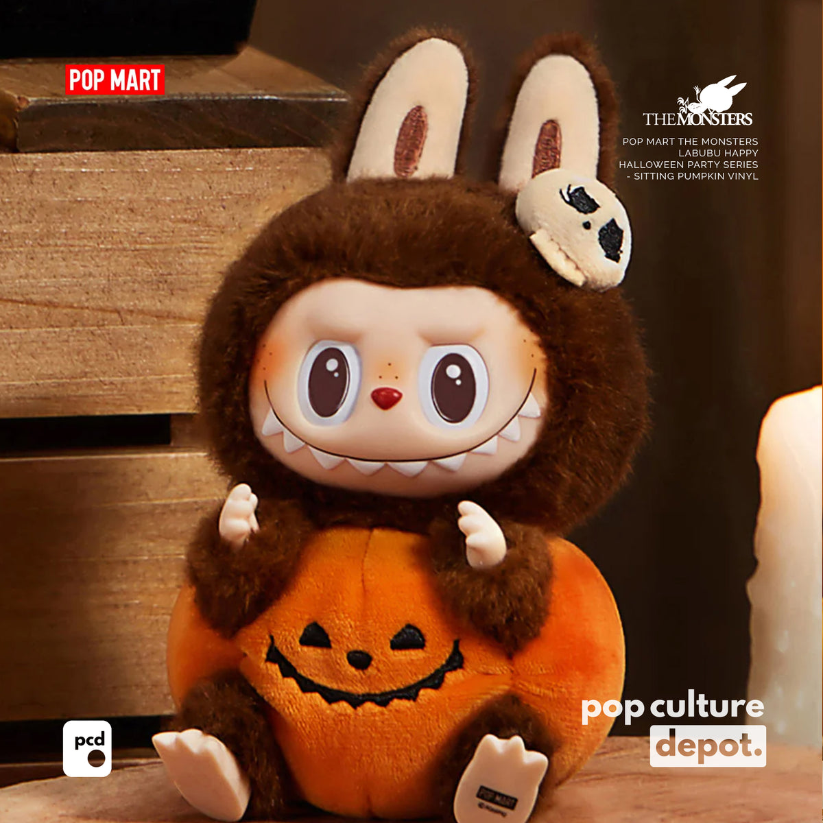 The Monsters LABUBU: Happy Halloween Party Series – Sitting Pumpkin Vinyl Plush Pendant