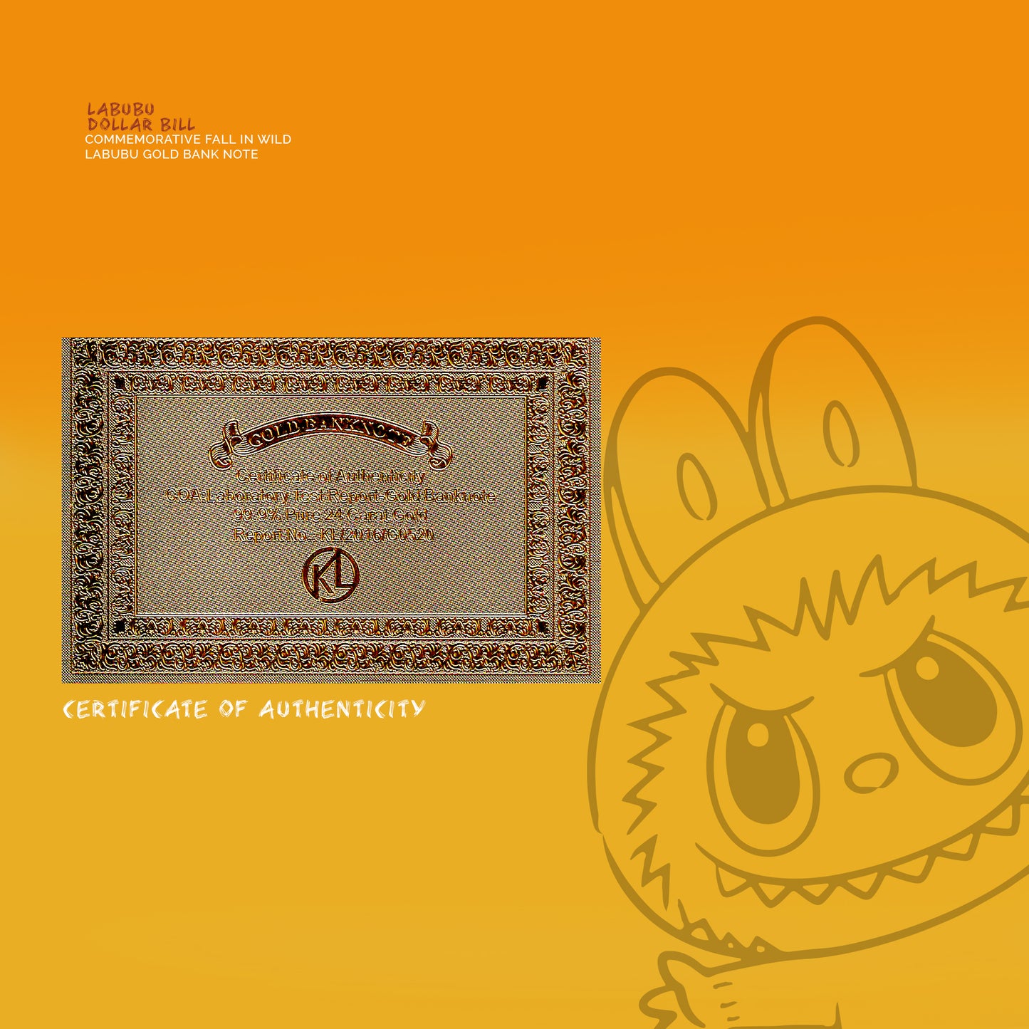 Labubu Dollar Bill – Commemorative: Fall in Wild Gold Bank Note