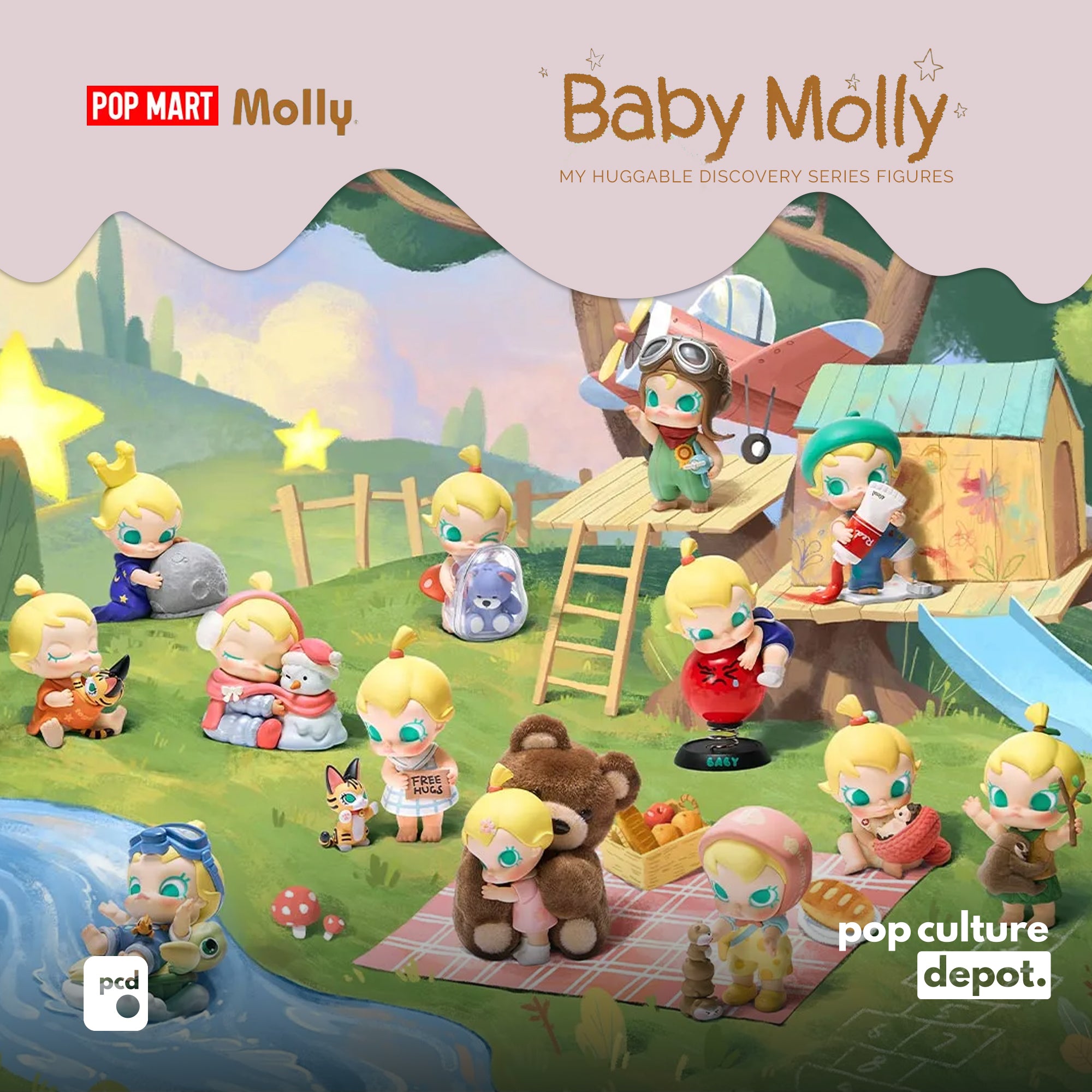 Mô hình hộp mù Baby Molly My Huggable Discovery Series Figures POP MART Mô hình hộp mù Baby Molly My Huggable Discovery Series Figures POP MART