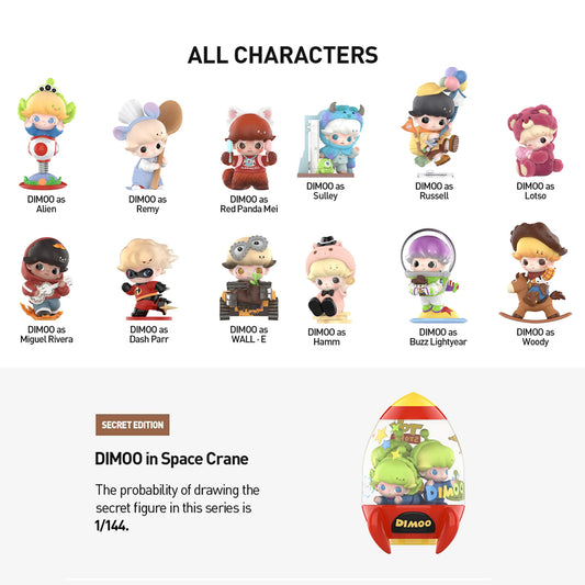 DIMOO WORLD × PIXAR Series Figures Blind Box by POP MART (PRE-ORDER)