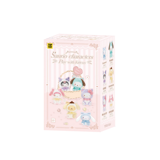 Sanrio Characters Play with Kittens Series Plush Keychains Gift Blind Box