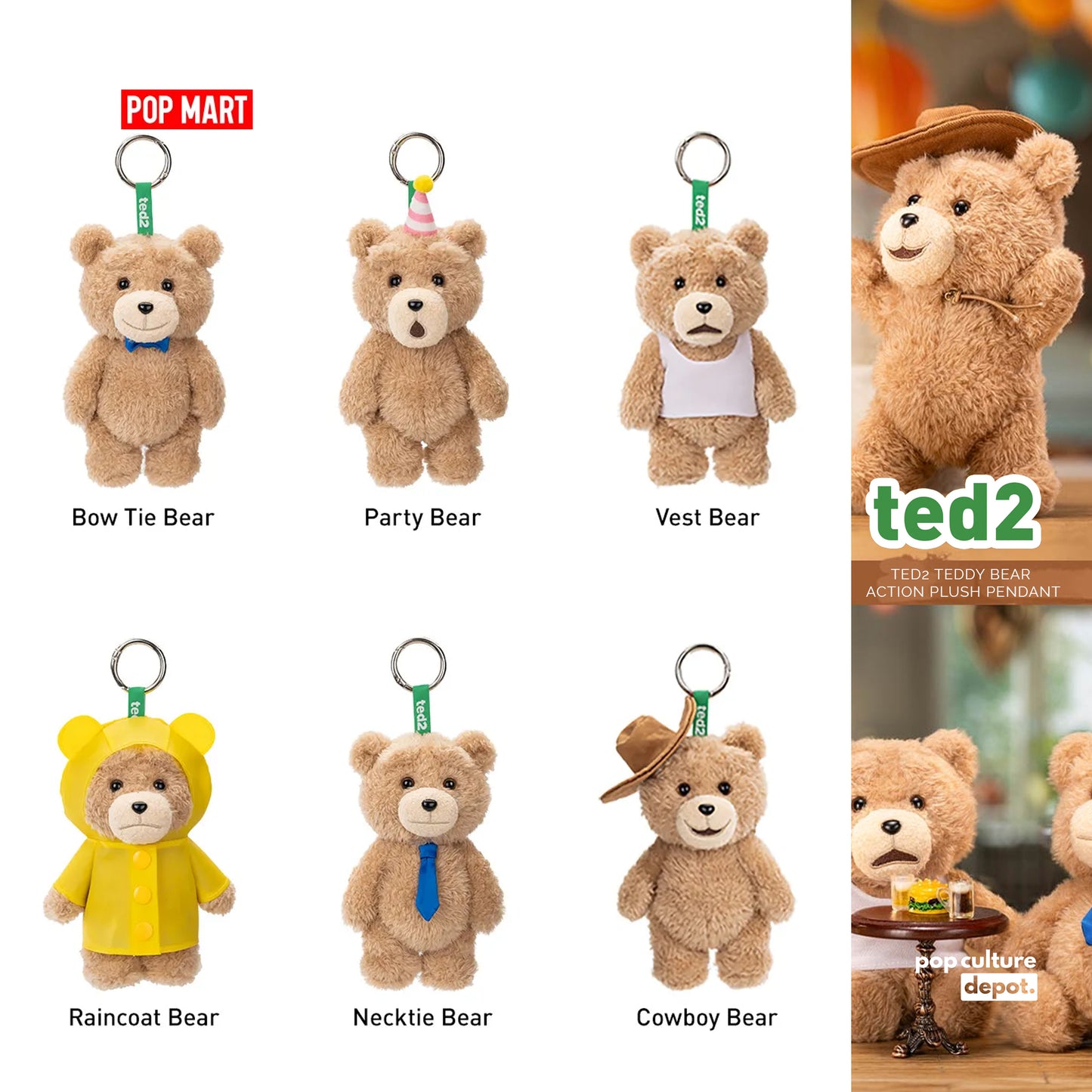 Ted2 Teddy Bear Action Plush Pendant