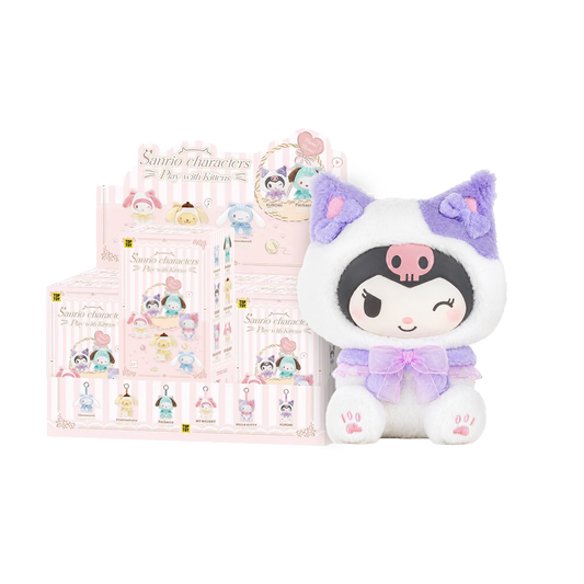 Sanrio Characters Play with Kittens Series Plush Keychains Gift Blind Box