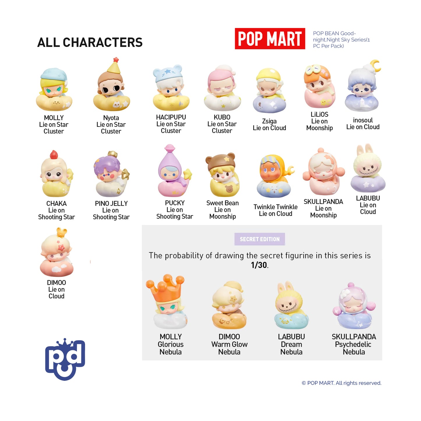 POP BEAN Goodnight,Night Sky Series(1 PC Per Pack)