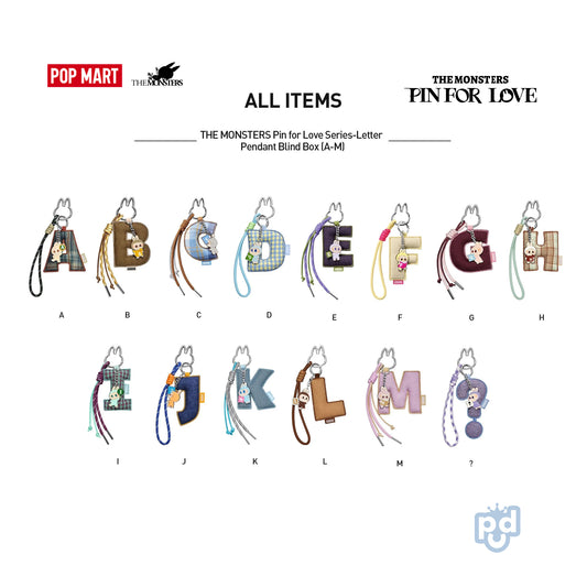 THE MONSTERS Pin for Love Series – Letter Pendant Blind Box (A–M)