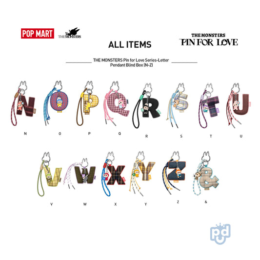 THE MONSTERS Pin for Love Series – Letter Pendant Blind Box (N–Z)
