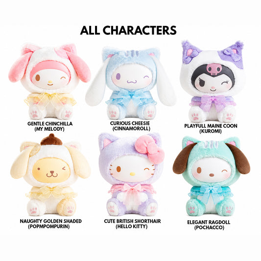 Sanrio Characters Play with Kittens Series Plush Keychains Gift Blind Box