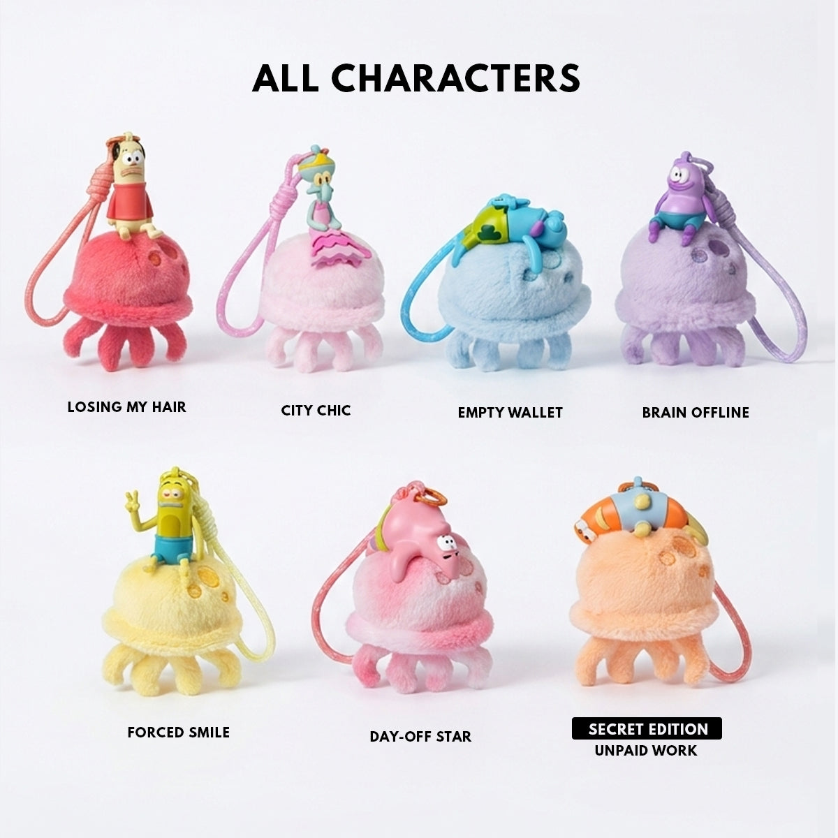 ジ*ユ様 jellyfish fan club 4cdbox 新品シールド　パワ Bikini Bottom Residents Jellyfish Scented Plush Pendant Blind Box